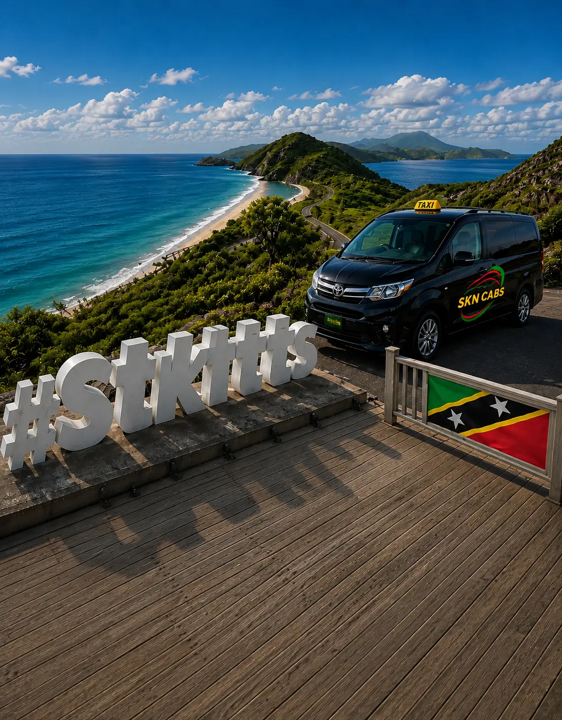 Scenic St. Kitts island tour viewpoint with SKN Cabs